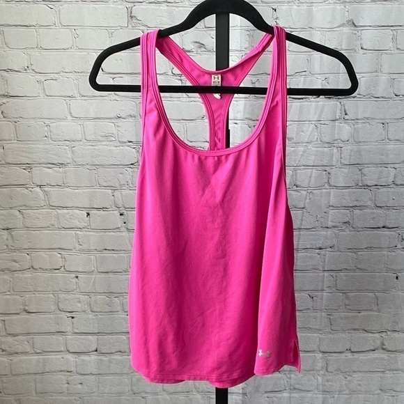 Under Armour Tops - Under Armour Heat Gear Loose Hot Pink Razor Back Tank Top Size Medium